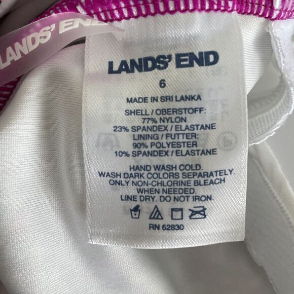 LANDS END Womens Pink Print One-Piece Swim Suit NEW Scoop Back Bathing Suit 6 - Picture 7 of 8
